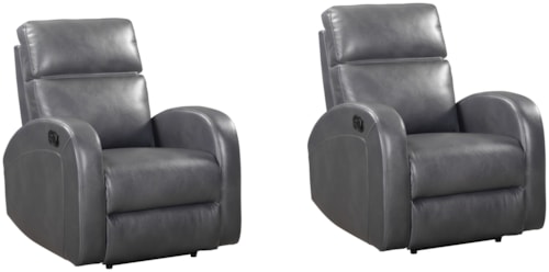 Contemporary Manual Recliner with Sloped Arms (Set of 2)