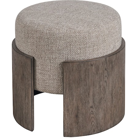 Contemporary Upholstered Stool with Wood Base