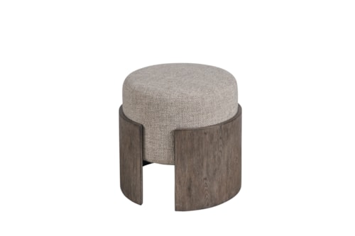 Contemporary Upholstered Stool with Wood Base