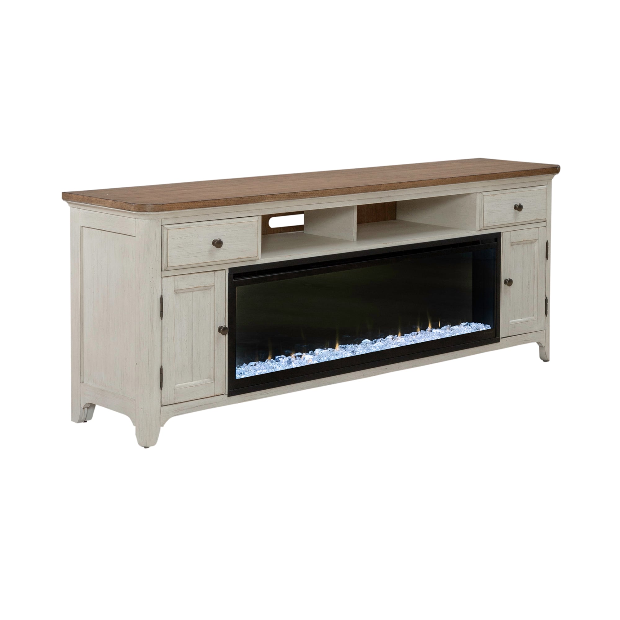 Liberty Furniture Fireplace TV Consoles FIREBOX65279 Rustic 79 Inch