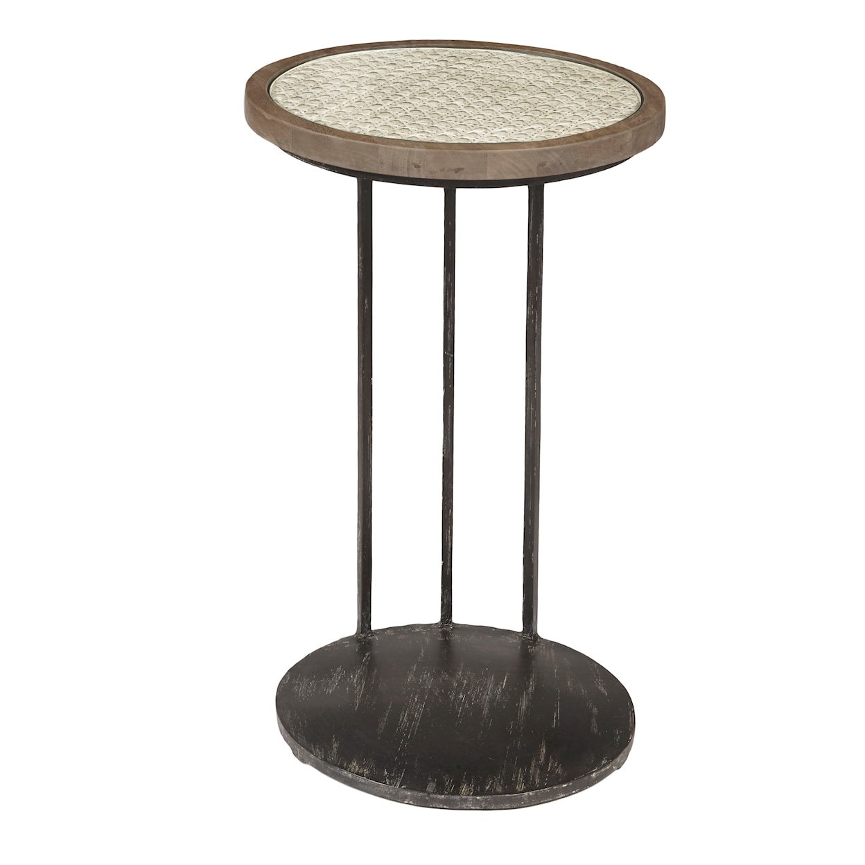 Accentrics Home Accents Side Table with Cane and Glass Top