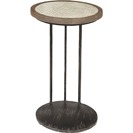 Side Table with Cane and Glass Top