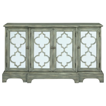 Wood Trellis Storage Accent Cabinet