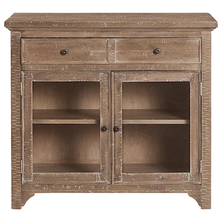 Rustic Serving Cabinet with Glass Doors