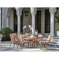 Coastal Outdoor Dining Set with Swivel Chairs