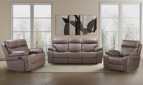 Transitional Manual Reclining 3-Piece Living Set