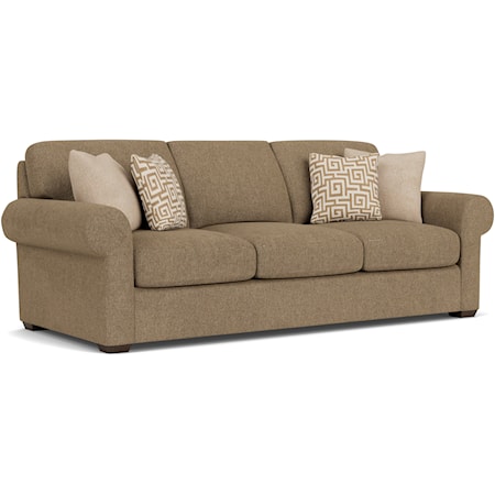 Transitional 93" Three-Cushion Sofa with Rolled Arms