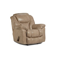 Casual Leather Rocker Recliner with Pillow Arms