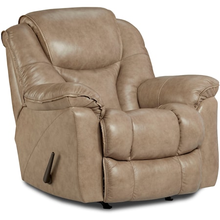 Casual Leather Rocker Recliner with Pillow Arms