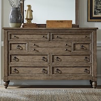 Transitional 9-Drawer Dresser with Dovetail Construction