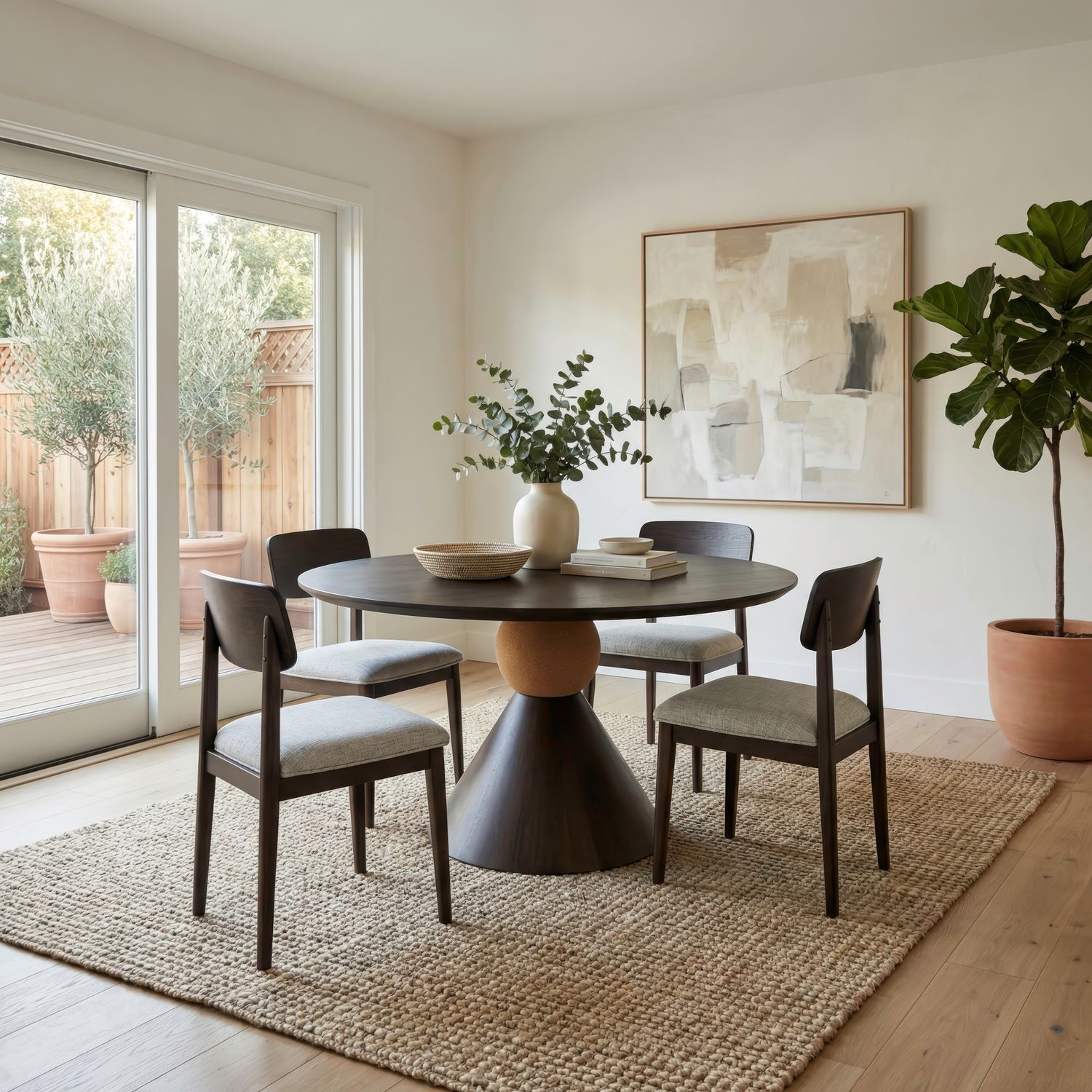 5-pc. Rd. Pedestal Dining Set w/Panel Chairs