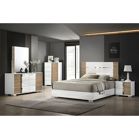 Contemporary Two Tone 5-Piece Queen Bedroom Set with 2 Nightstands