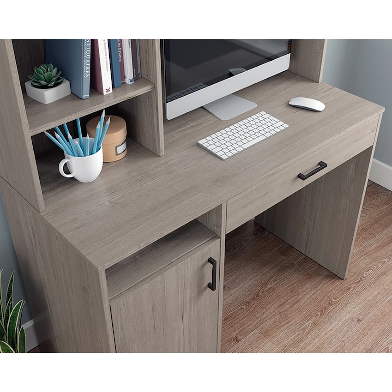Sauder Beginnings Office Desk with Hutch & Drawer