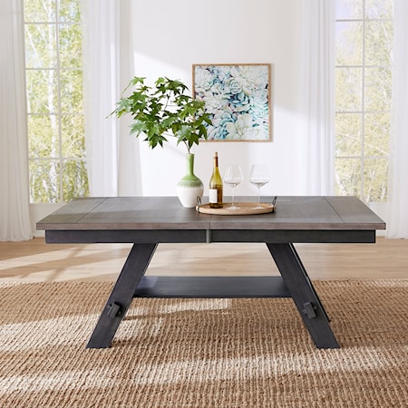 Transitional Trestle Table with 18" Butterfly Leaf