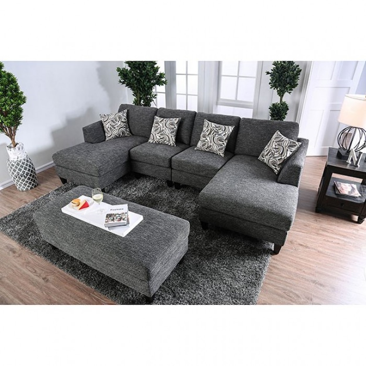 FUSA Lowry Sectional Sofa with Ottoman