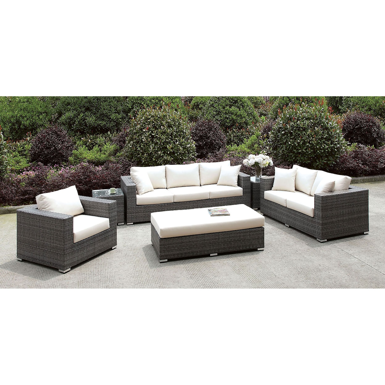 Furniture of America Somani 3 Pc Set + Bench + 2 End Tables