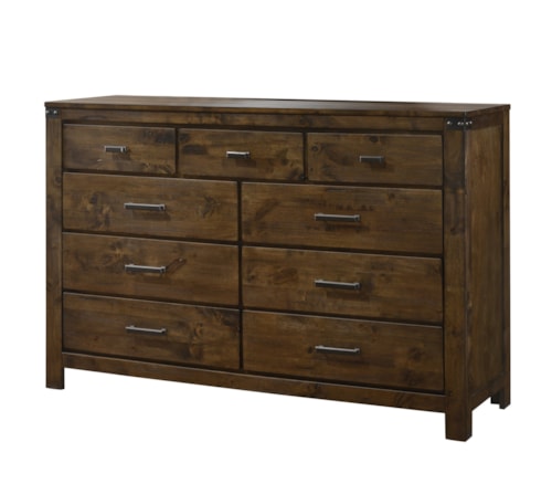 Rustic 9 Drawer Dresser