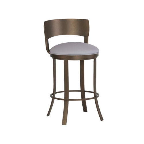 Baltimore Flat Swivel With Back, No Arms Brush Stainless Steel Barstool With Welt