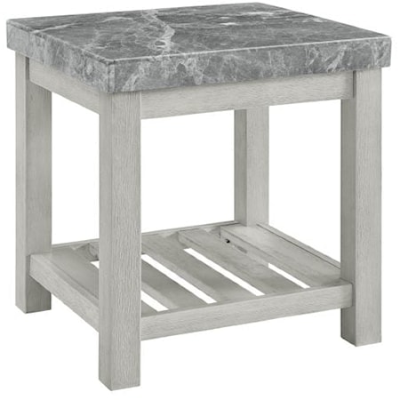 Gray Marble Top End Table