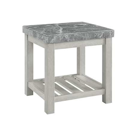 Gray Marble Top End Table