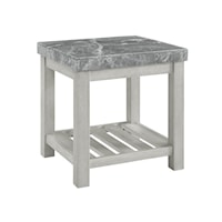 Canova Farmhouse Gray Marble Top End Table