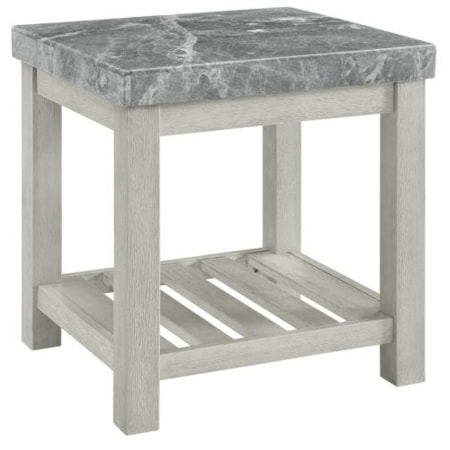 Gray Marble Top End Table