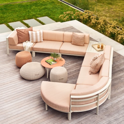 Parkway 7-pc. Modern Aluminum Sectional Group w/Quarter Accent Ottoman