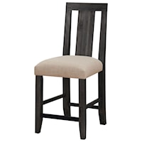 Solid Wood Upholstered Counter Stool in Brick Brown