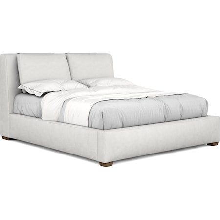 Transitional Queen Upholstered Panel Bed 