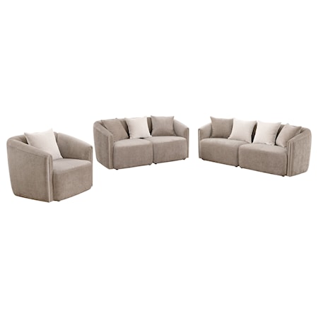 Townsend 3-piece Chenille Sofa Set Latte