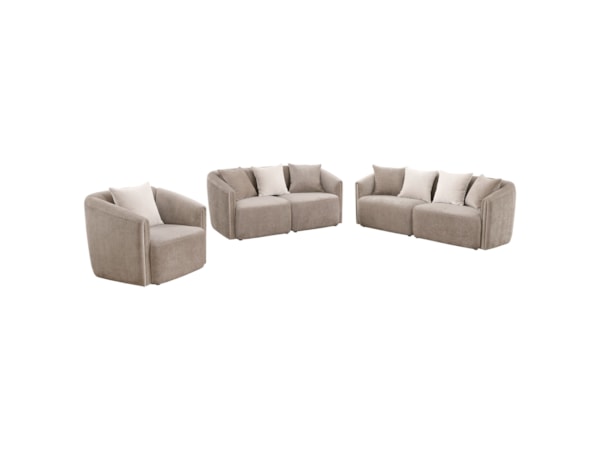 Townsend 3-piece Chenille Sofa Set Latte