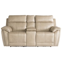 Transitional Power Motion Loveseat with Console