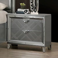 Contemporary 2-Drawer Nightstand with Chrome Accents and USB Outlet