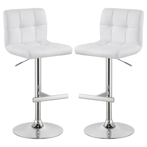 Lenny Upholstered Adjustable Bar Stool White (Set Of 2)