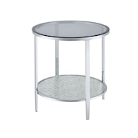 Contemporary Round End Table with Glass Top