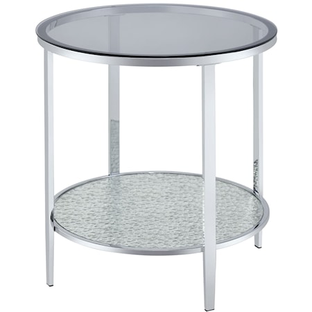 Round End Table with Glass Top