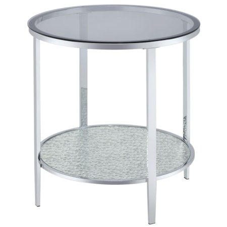 Round End Table with Glass Top