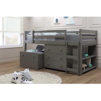 Mission Style Mini Loft Twin Bed with Case Goods
