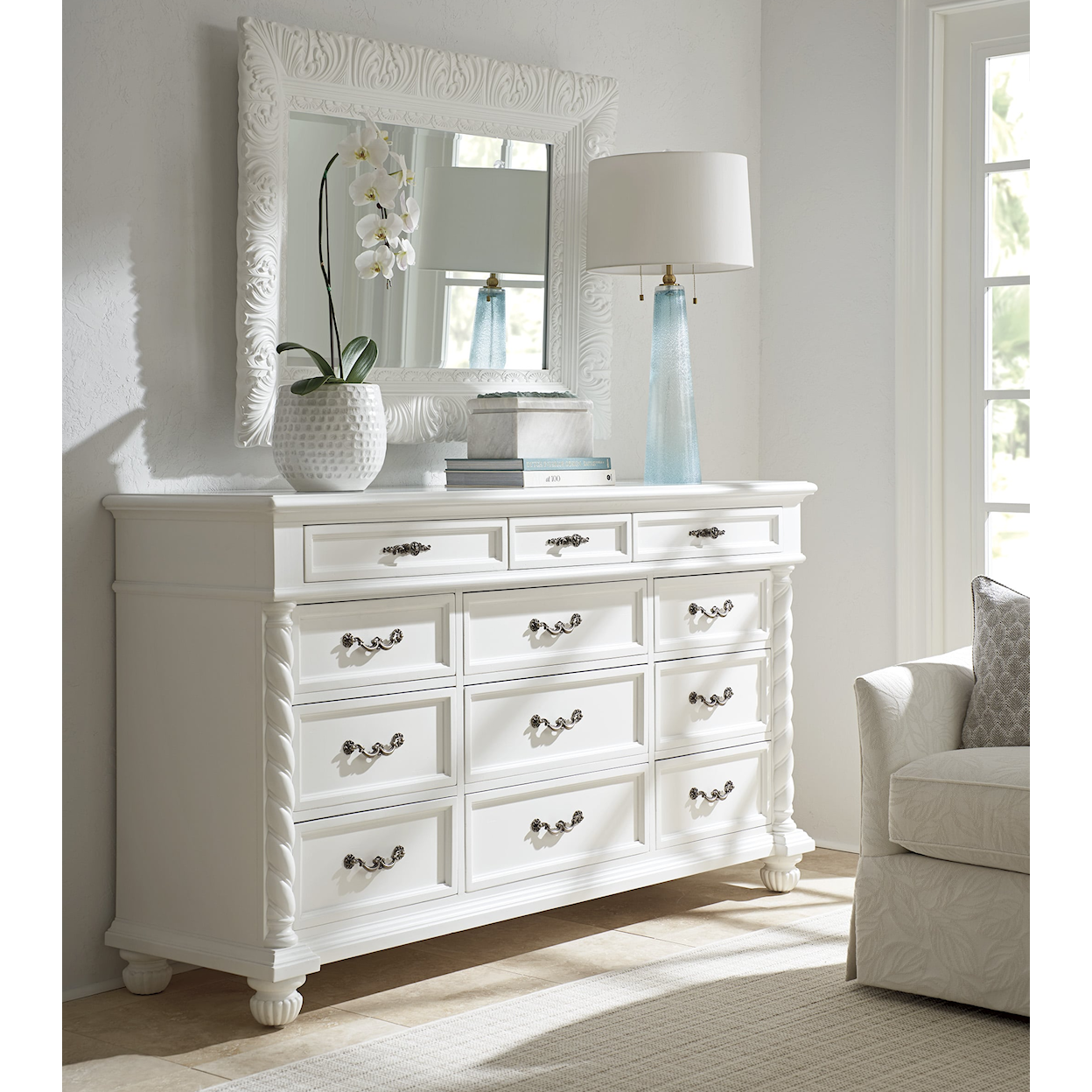 Barclay Butera Villa Blanca Dresser and Mirror Set