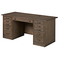 Transitional 66" Flat Top Desk with Locking File Cabinets