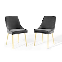 Performance Velvet Dining Chairs -  Gold/Charcoal - Set of 2