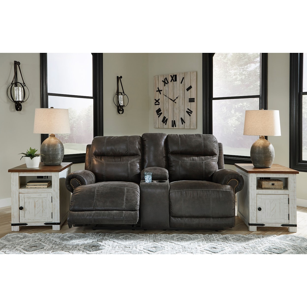 Benchcraft Grearview Power Reclining Loveseat with Console