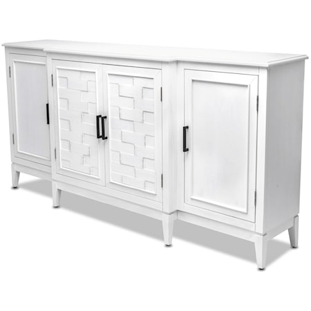 Siesta Key Coastal 4-Door Credenza - White Wash