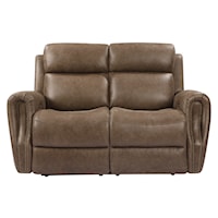 Transitional Power Reclining Loveseat with Power Headrest