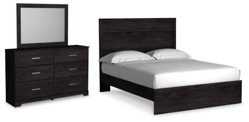3pc Queen Panel Bed, Dresser & Mirror