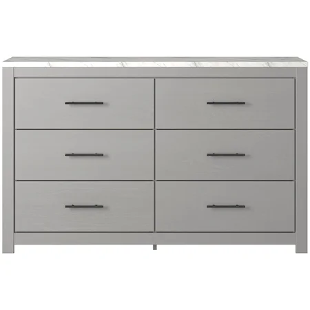 Gray Finish Dresser with Faux Marble Top