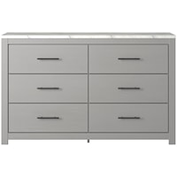 Gray Finish Dresser with Faux Marble Top