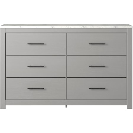 Gray Finish Dresser with Faux Marble Top