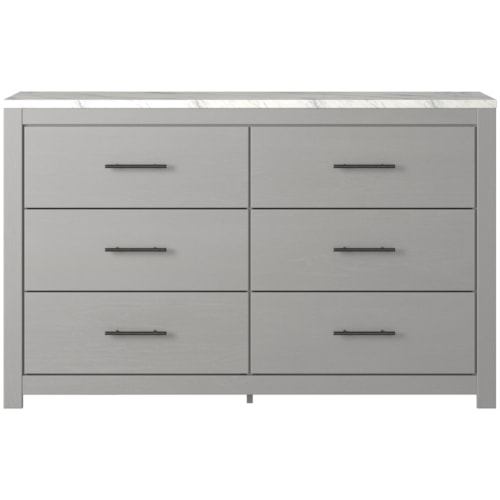 Gray Finish Dresser with Faux Marble Top