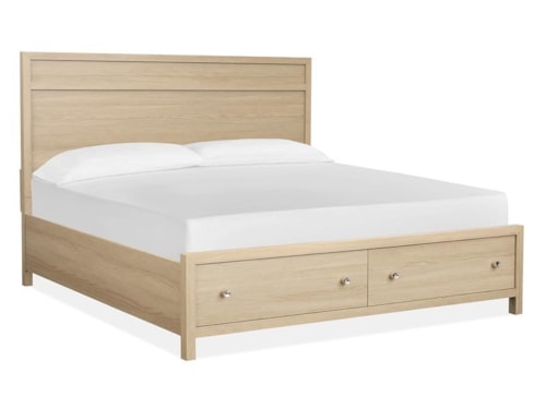 Casual Contemporary King Panel Bed with Footboard Storage